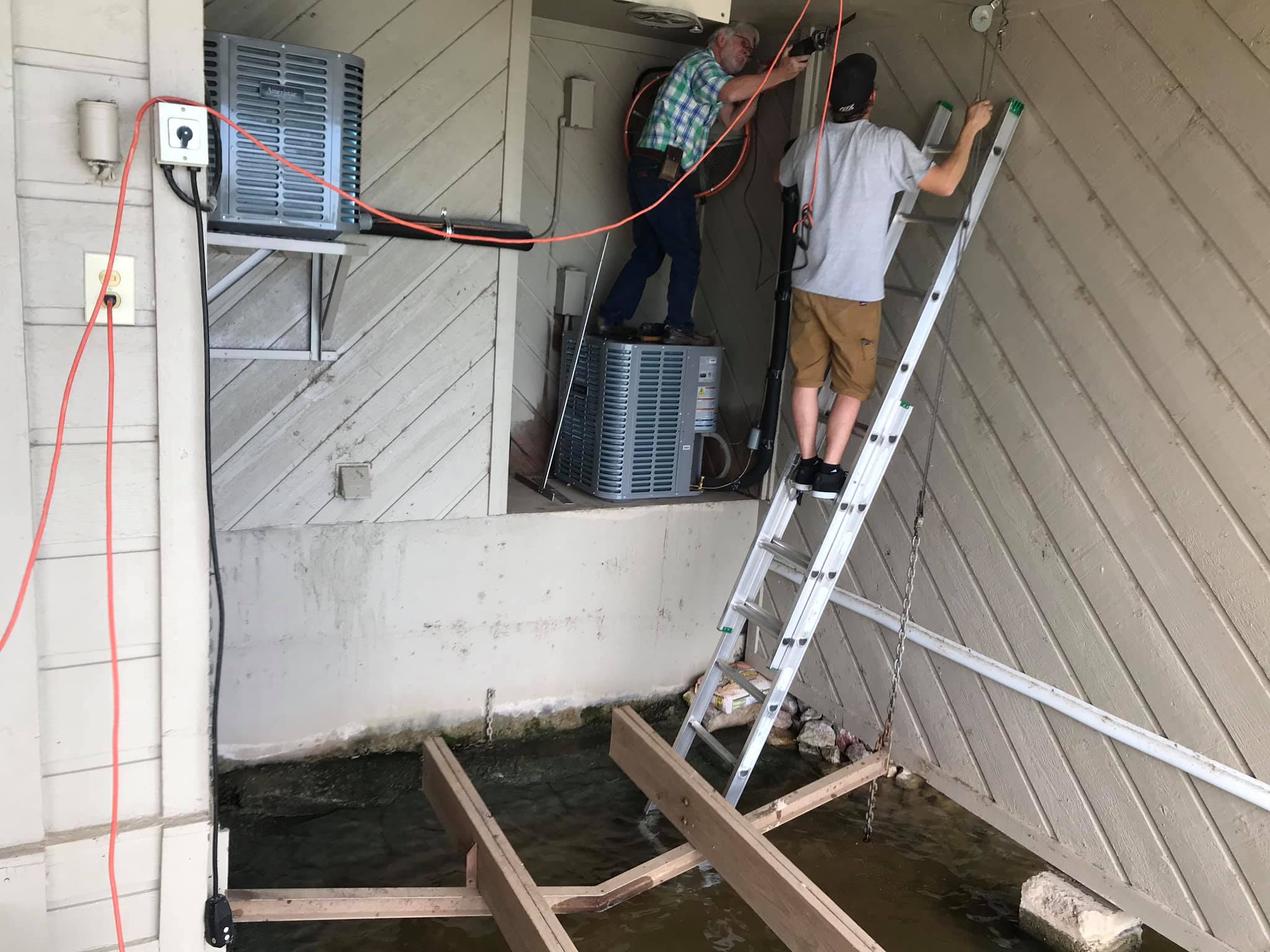 Burned and melted HVAC disconnect box with scorched wiring — electrical damage found during AC repair diagnostic in Marble Falls, TX